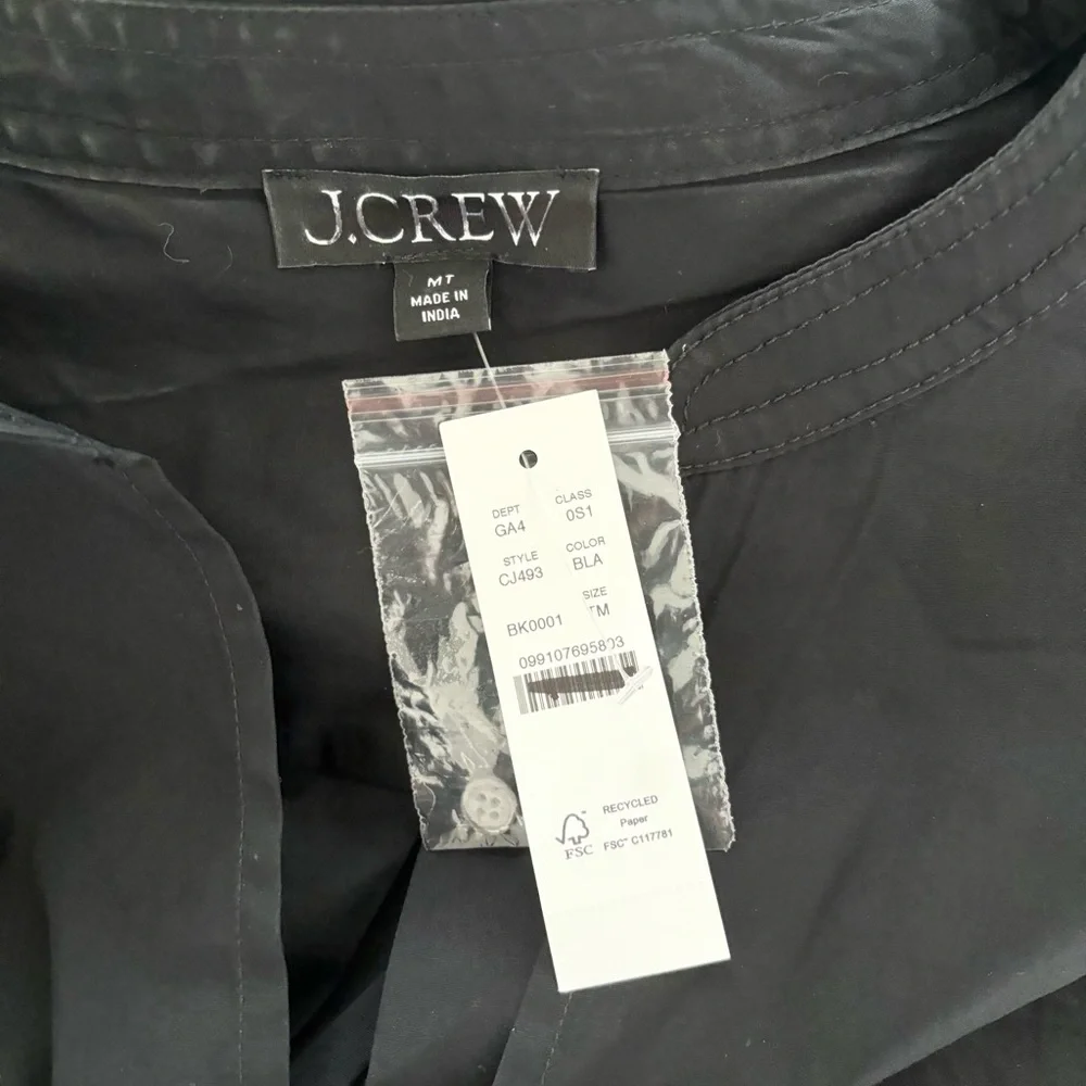NWT J. Crew Tall Delilah Mini Dress Cotton Poplin Black
